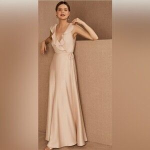 New BHLDN Tansy Satin Maxi Dress In Oster color Size 2 NWT